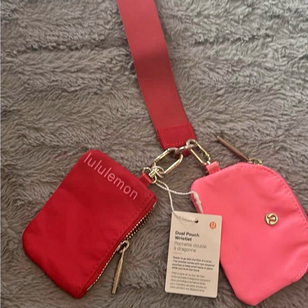 lululemon athletica Vibrant Red and Pink Wristlet Set